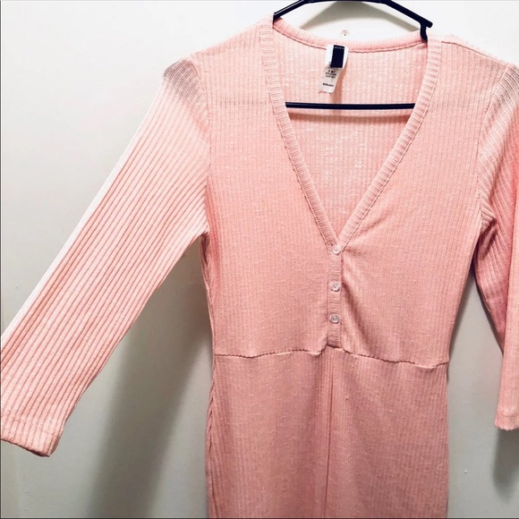 Pink Ribbed Midi Dress - Picture 4 of 7